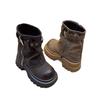 Thick-soled Martin boots women's 2025 new British style heightening short boots spring and autumn single boots retro stacking boots pants tube boots