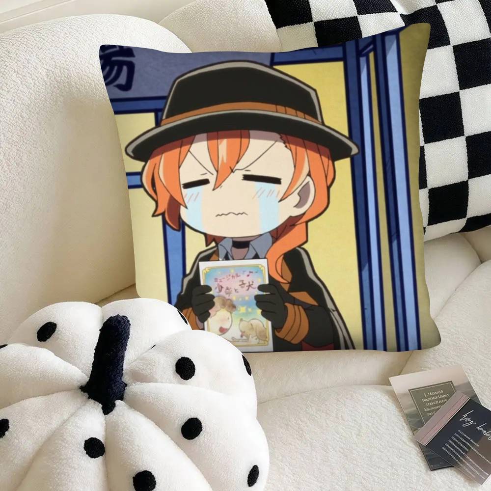 Cartoon Anime Figure Chuuya Nakahara Fashion Square Pillowcase Bedroom Sofa Room Ins Decoration Leisure