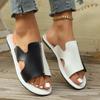 Large size color matching cool slippers women's summer flat bottom outside beach shoes Flat slippers