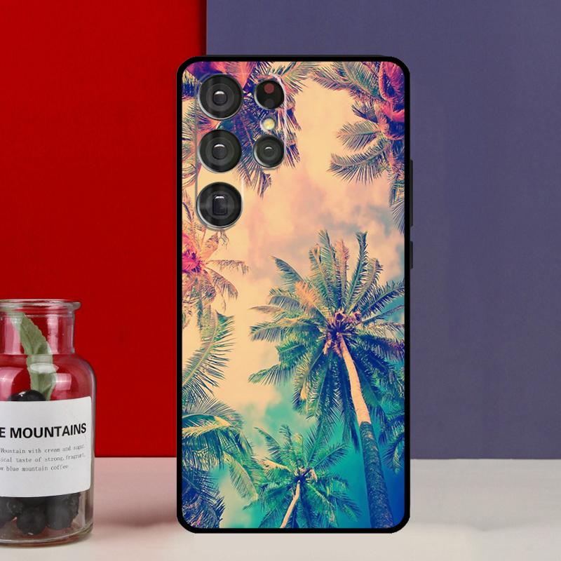 sunset palm trees Funda Case For Samsung Galaxy S25 Ultra S9 S10 S20 S21 FE S22 S23 Plus S24 Ultra Phone Cover