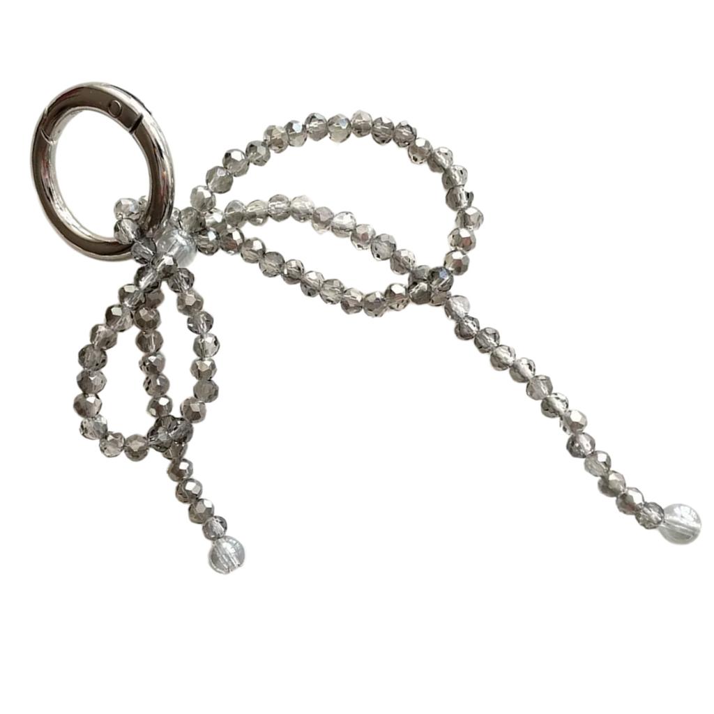 Delicate Keychain with Beaded Bowknot Phone Charm Unique Keyring Cute Pendant for Car Bag Wallet Backpack