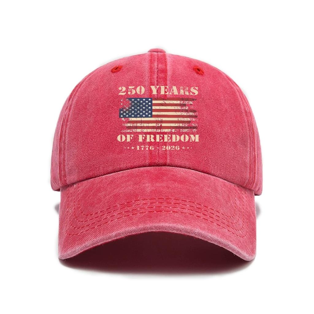 1pc US 250th Anniversary Cap Washed Print Cap,Unisex Adjustable Retro Patriotic Cap US 250th Anniversary Tribute Trucker Hat