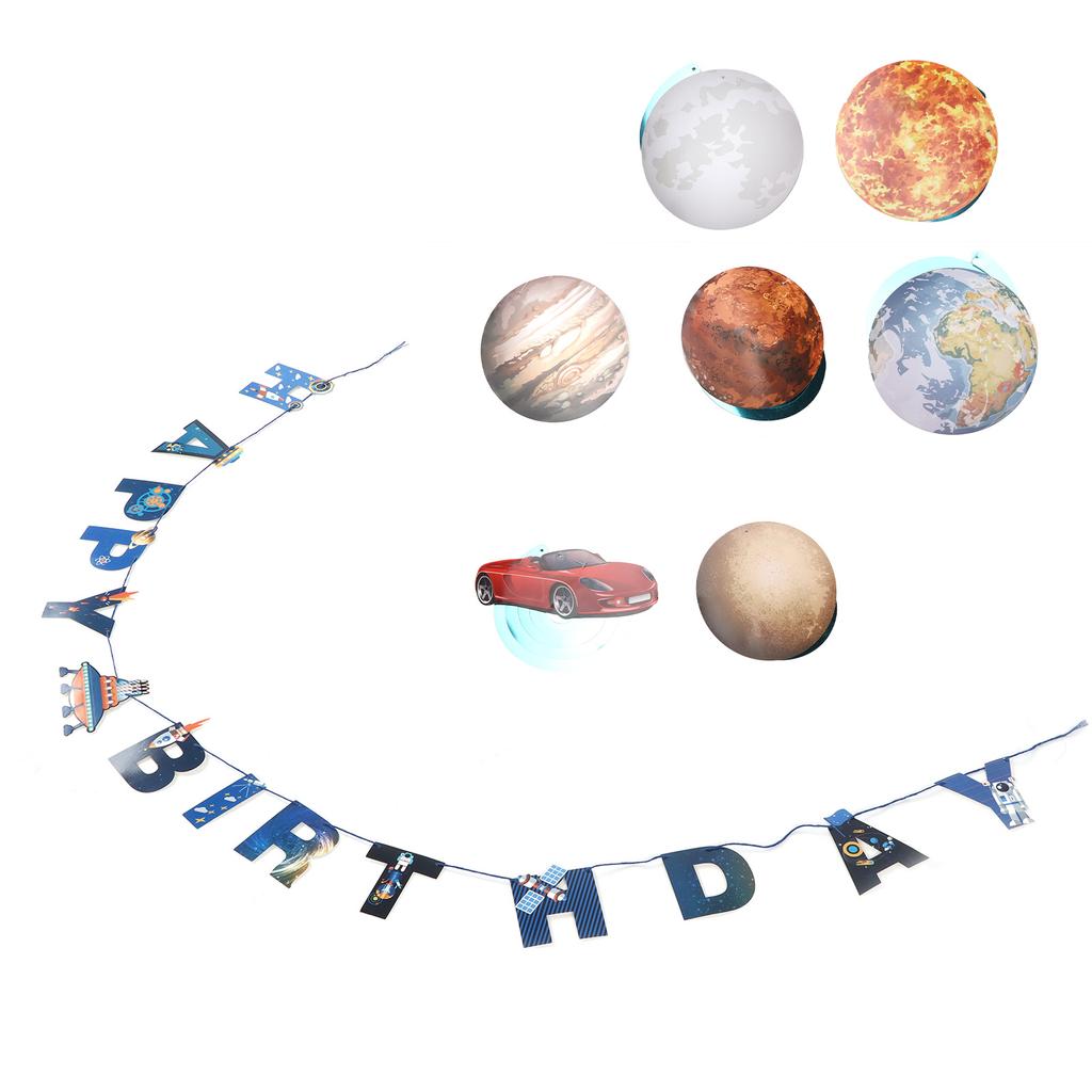 Weltraum Geburtstag Flagge Astronaut Planet Spirale Banner Anzug für Party Dekorationen Kuchenstecker