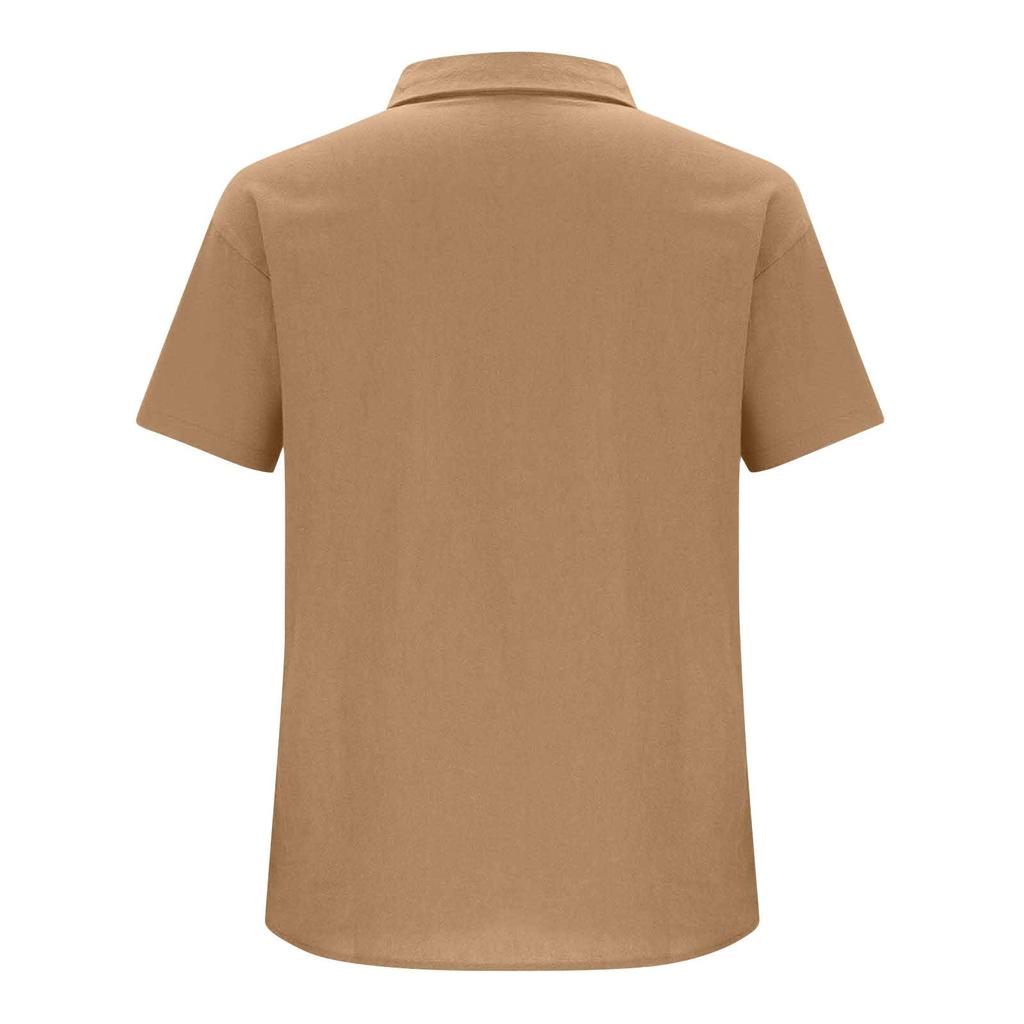 Women's Comfortable Linen Button-Down Short-Sleeve Shirt