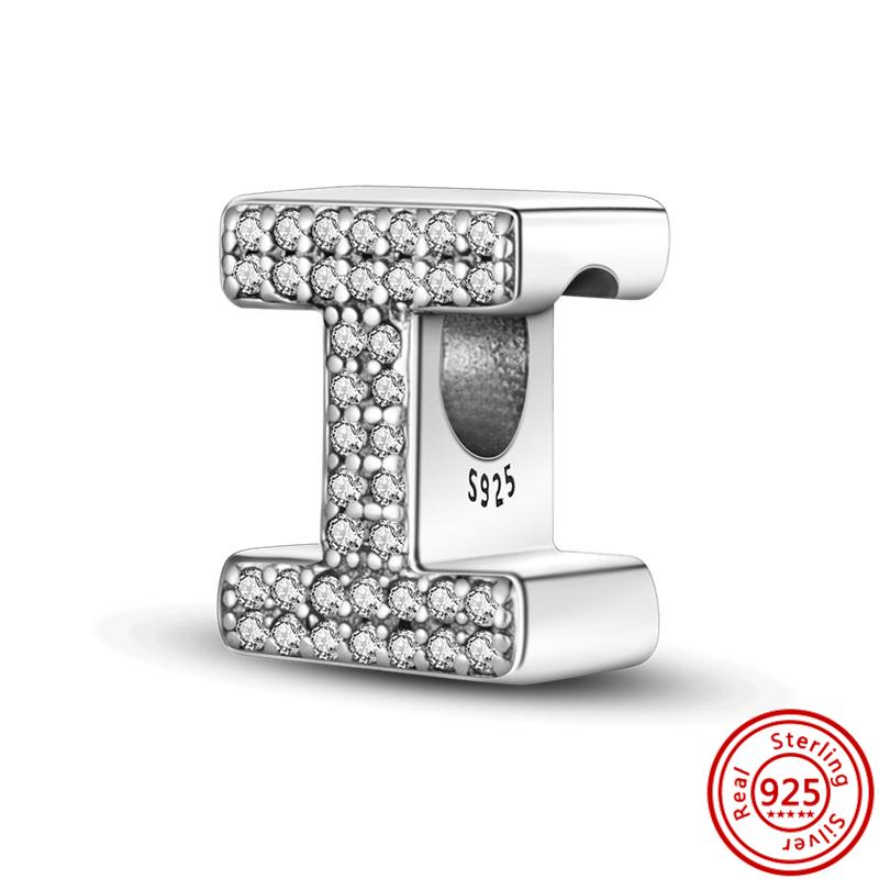 925 Sterlingová měď Čirý zirkon Třpytivé 26 písmen abecedy A-Z DIY Korálky na jméno Vhodné pro originální náramek s přívěsky Pantaro Zirkon