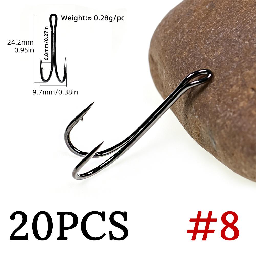 20PCS #6-#12 Salmon Double Fly Hooks High Carbon Steel Black Nickel Sharp Barb Streamer Wet Flies Trout Steelhead Fishing Lures