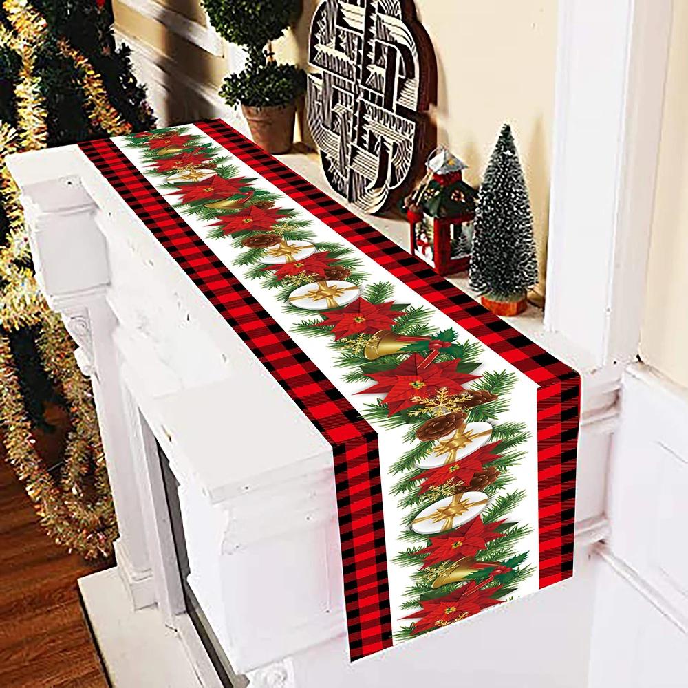 180CM Christmas Tablecloth Polyester Rectangular Snowflake Table Cover For Christmas Navidad Dinner Table Decoration Supplies