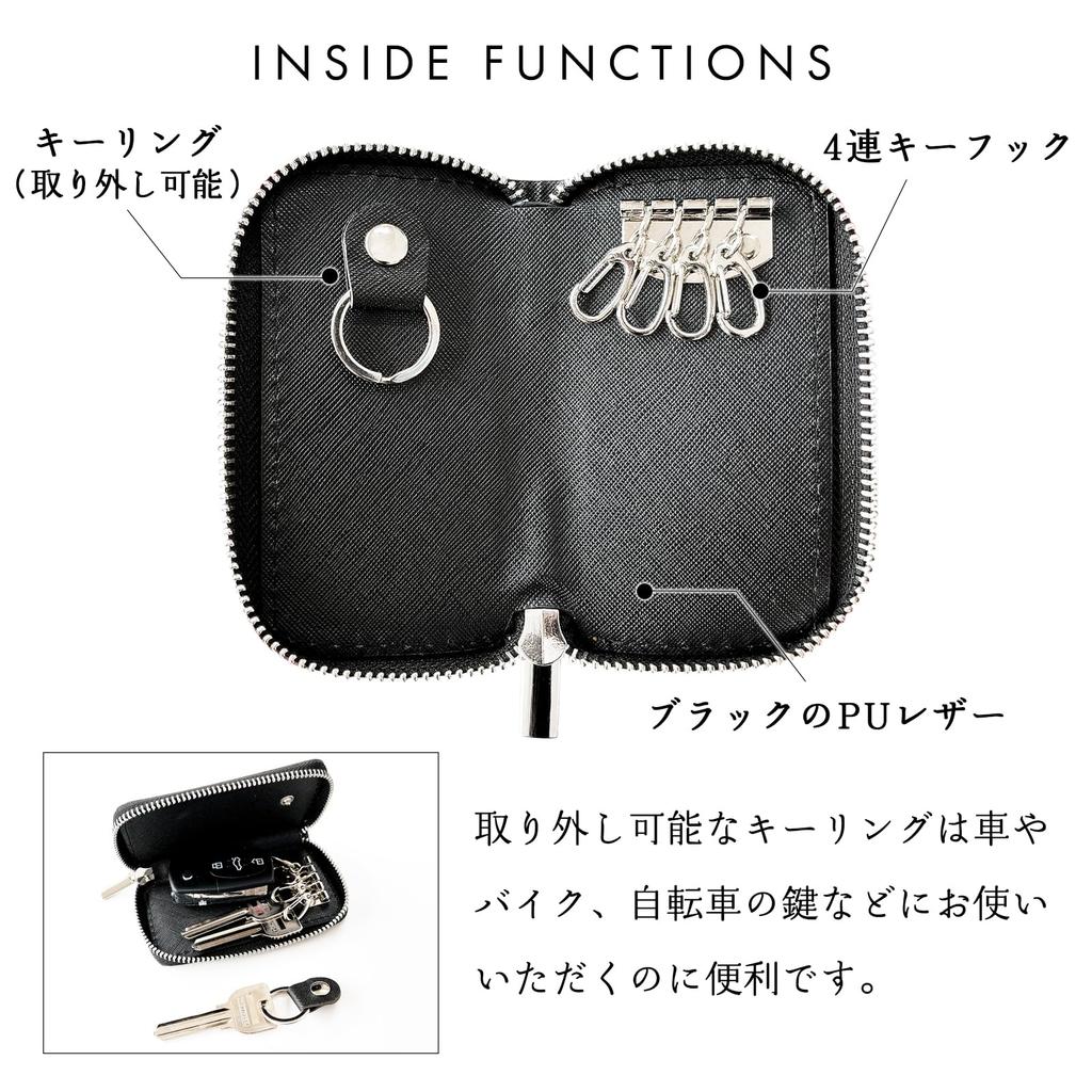 Tochigi Leather Key Round Genuine Smart Key Key Cowhide Key Key Dark Brown [leo&aoi] Case, Shape, Leather, Zipper, Key, Ring, Holder, Slim, Compact,