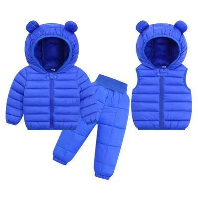 Hiver Enfants Vêtements Ensembles Chaud Faux Bas Enfants Vêtements Ensembles Bébé Filles Snowsuit Manteaux Garçons Pardessus 3 Pcs Ensembles