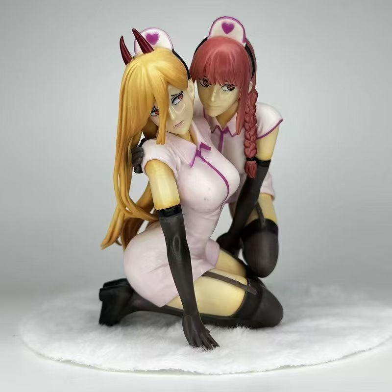 Demônio Chainsaw Man Uniforme de Enfermeira Makima 14 Polegadas/5,51 cm Cenas Grandes Podem Ser Salvas Menina PVC Ação Sexy Fianime Batalha Brinquedos Presentes Perfeitos