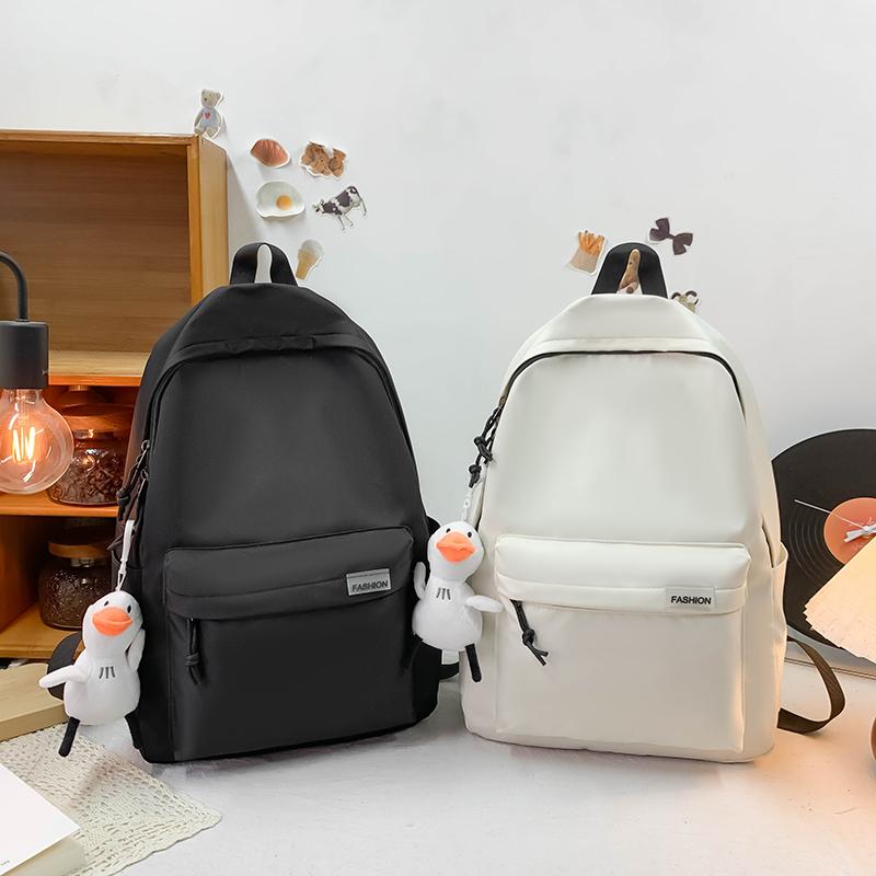 Solid Color Student Schoolbag Male Large Capacity Travel Backpack Female Junior High School Student Backpack