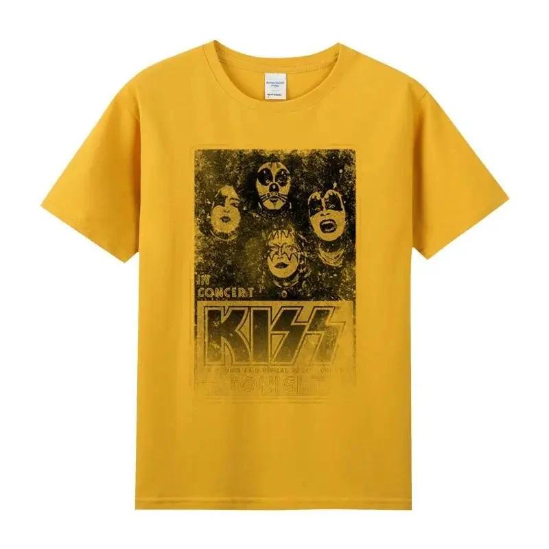 Kiss Rock Metal Band T-shirt Printed Cotton Round Neck Short Sleeve Men's and Women's Fashion Street Pop Fried Street T-shirt