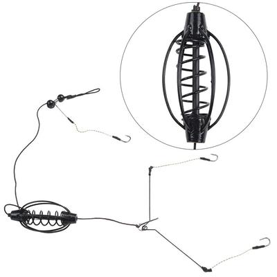 Karpfenangeln Futterkorb Angeln Köder Körbe Haken Vorfach-Set Inline Method Feeder Tackle