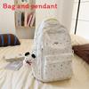 Star Pattern Simple Student Backpack With Plush Pendant For Casual Daily