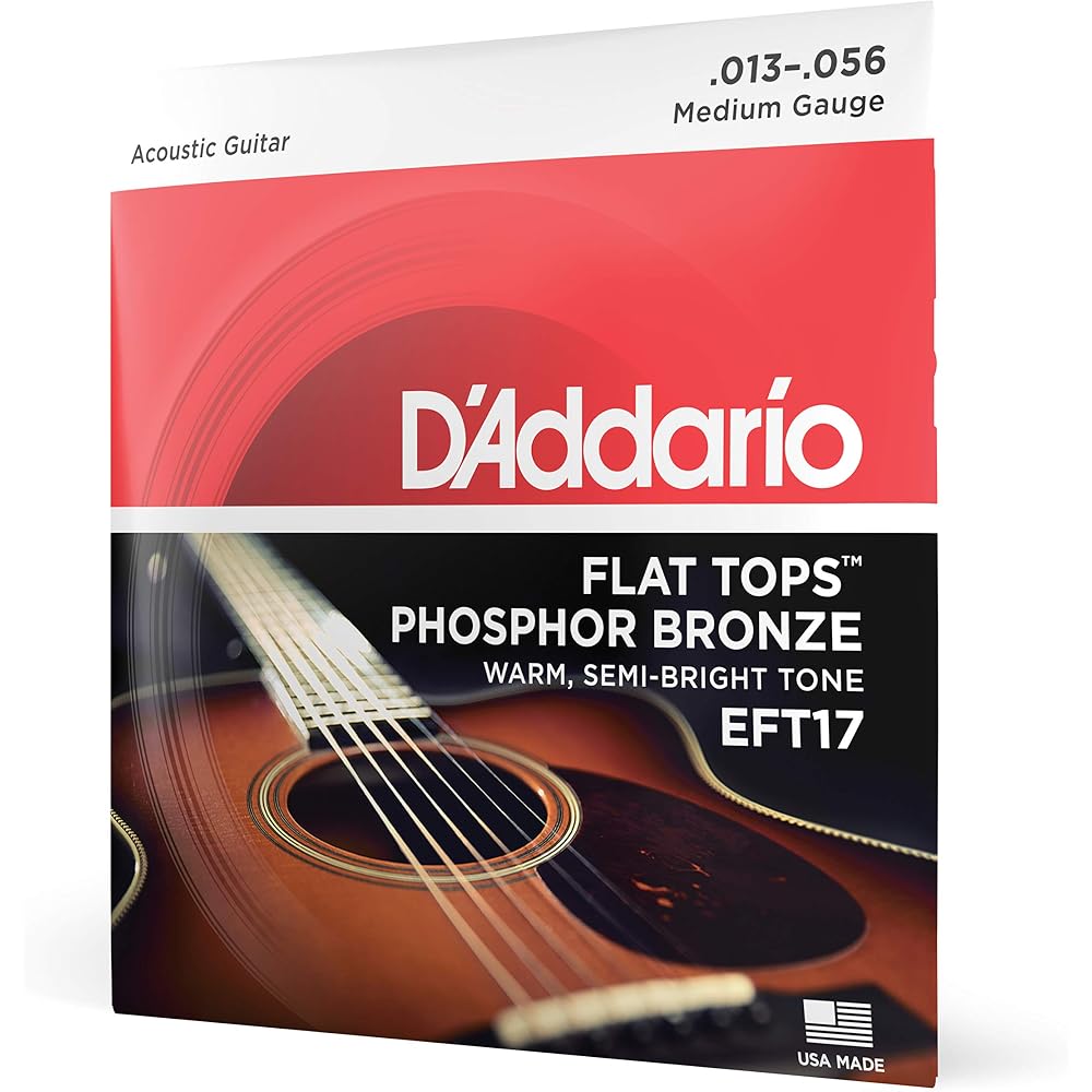 D Addario Flat Tops Phosphor Bronze Acoustic Guitar Strings Medium .013-.056 EFT17