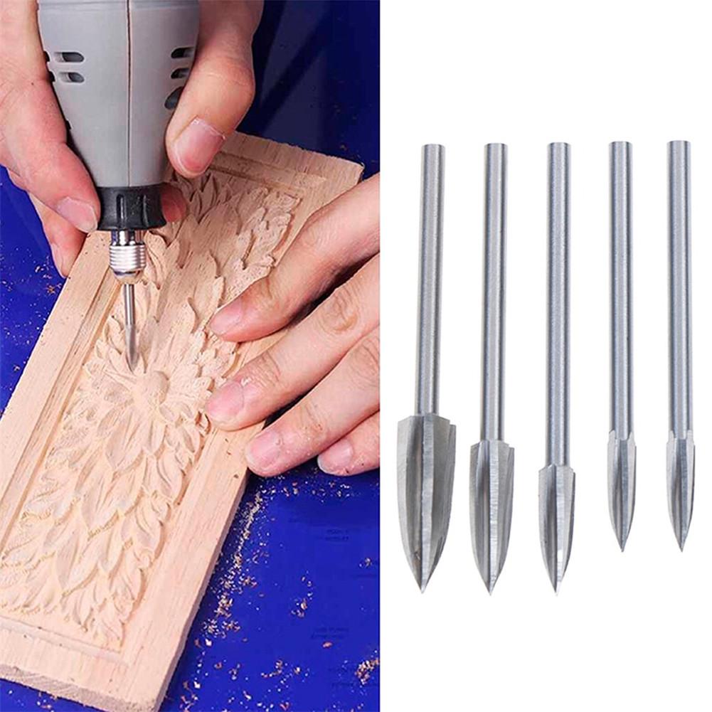 5PCS/set Steel Engraving Drill Bit Set Sharp Knife Wood Carving 3-8mm Drill Bit Woodworking Milling Cutter Rilling Engraving
