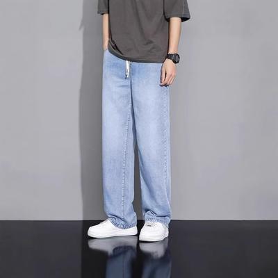 Light-colored Jeans Men's Summer Thin Loose Straight Men's Casual Trousers Trendy and Versatile Retro Wide Legs