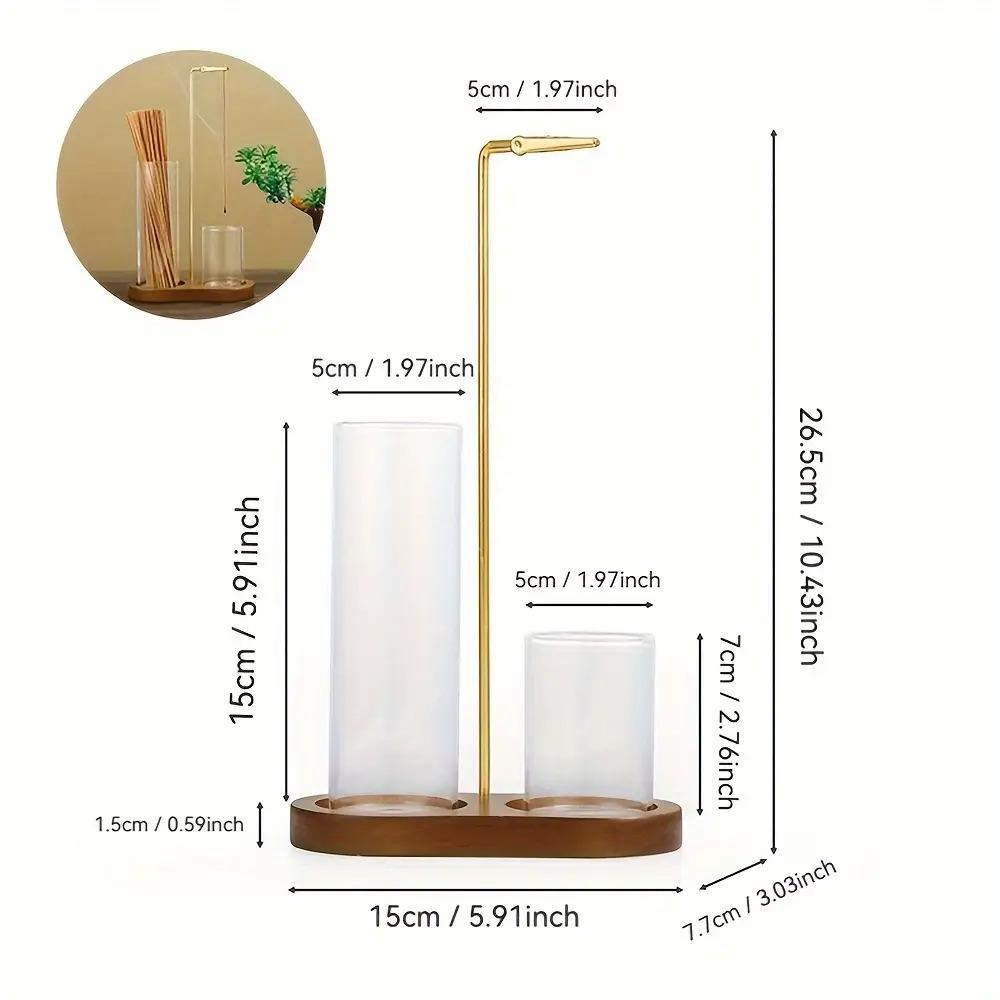 Incense Stick Burner With Stand Glass Holder Wooden Tray For Home Decor Yoga Meditation Aromatherapy Gift Catcher Base