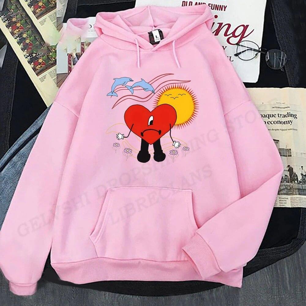Cartoon Hoodie Unisex Fashion Un Verano Sin Ti Bad Bunny Printed Hoodies Hip Hop Hoodie Bad Bunny Sweats Women Tracksuit Boy Coat