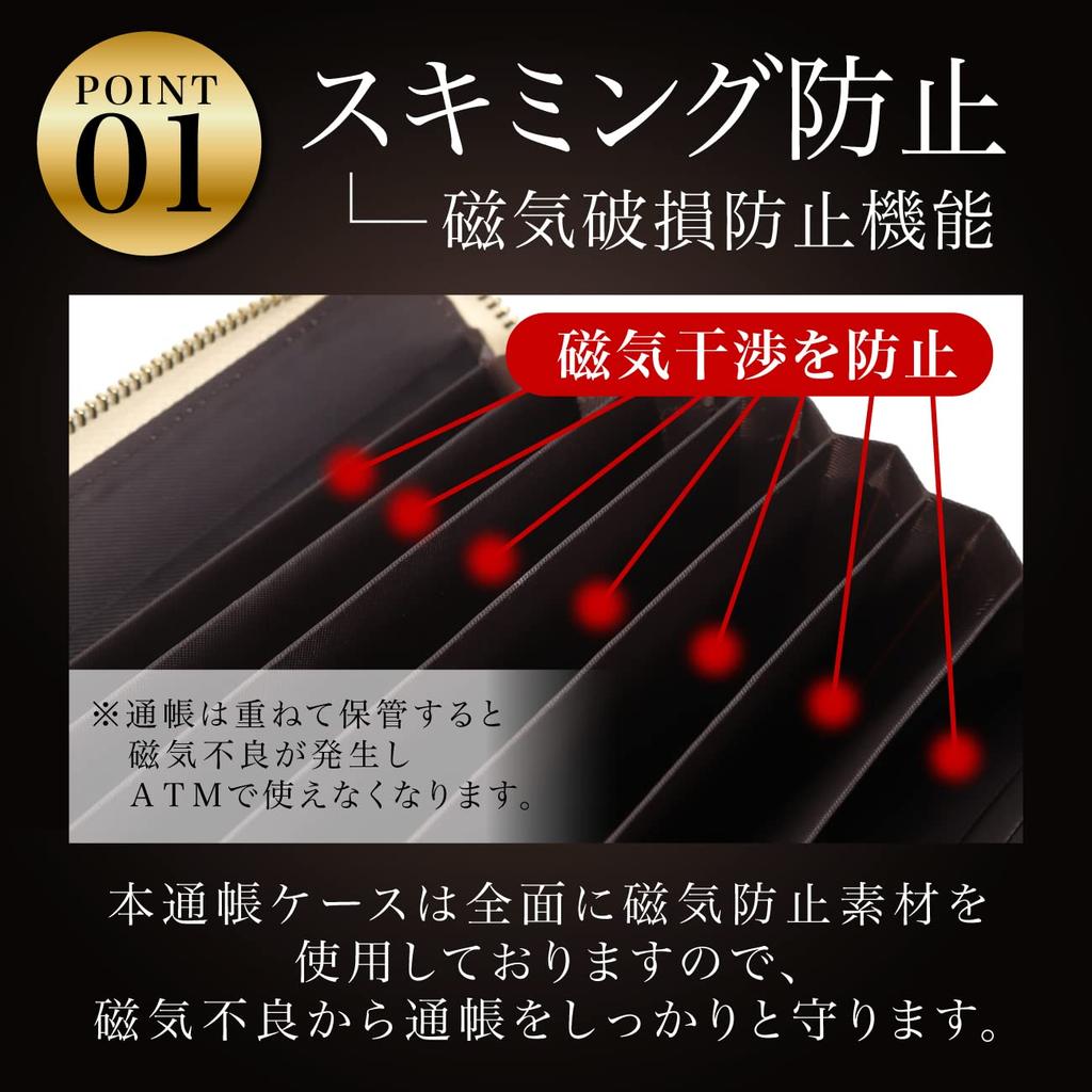 LINOLUNA Lyckligt Bankboksetui, Antimagnetiskt, Övervakat av en Feng Shui-mästare, Stort Kortfodral för Kvinnor i Äkta Läder (Guld)