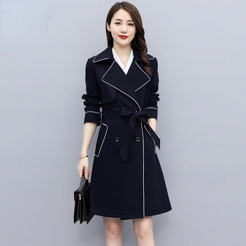 High-End Women Mid-Length Trench Coat New Spring Autumn Double-Breasted Slim Elegant All-Match Outerwear For Petite Ladies
