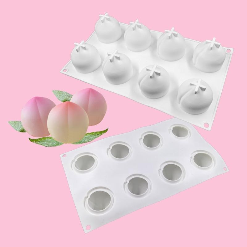 Peach Shape Silicone Mousse Cake Stylish Design Mold Designed For Baking Fruit Dessert Decorating Chocolate Bakeware Mould 8 Hole