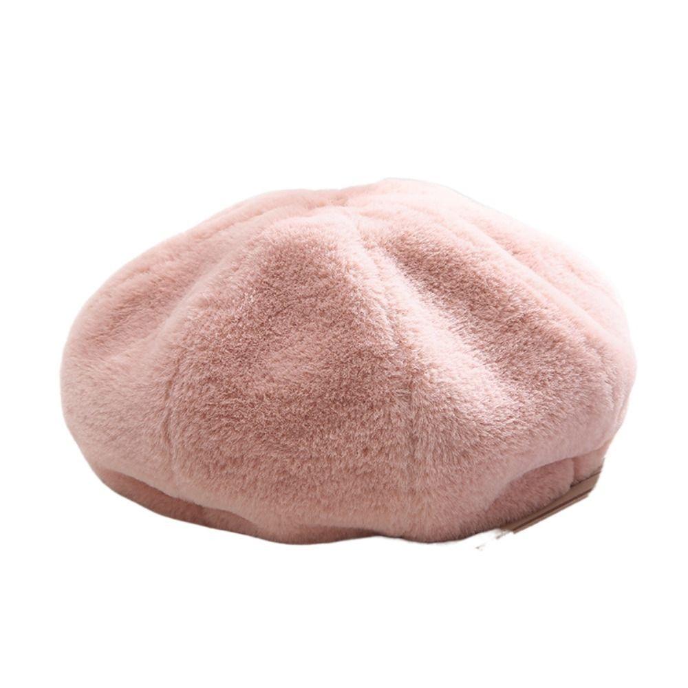 Fashionable Beret Soft and Skin Friendly Warm Hat Leisure Plush Hat  Summer