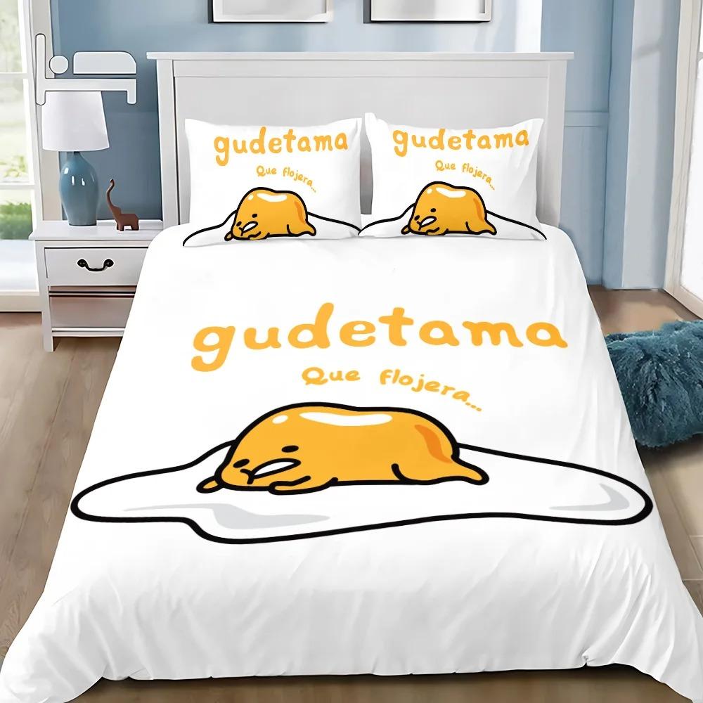 Vtipné povlečení s vajíčkem Gudetama, povlak na peřinu, povlak na polštář, sada povlečení pro dospělé, chlapce, dívky, dekorace do ložnice, dětské, jednolůžko, dvoulůžko, velká velikost