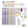 KX4B Aluminum Alloy Crochet Hooks Kits for Beginner Adult, Ergonomic Grip Crochet Needle with Smooth Tip Crochet Hooks Sets