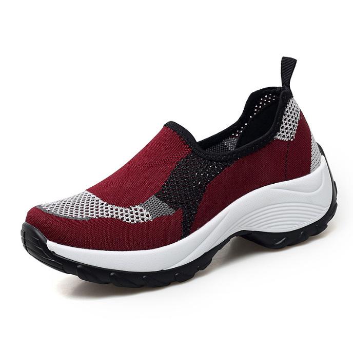 Large size single mesh shoes breathable fly knitting hollow sports shoes medium shoes