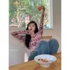 Women's Retro Chic Long Sleeve Irregular Print T-Shirt - Spring Design, Sweet & Spicy Hong Kong Style Top.