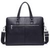 Men's Large Capacity Leather Briefcase – Multi-Compartment, Double Zip, Horizontal Laptop Bag