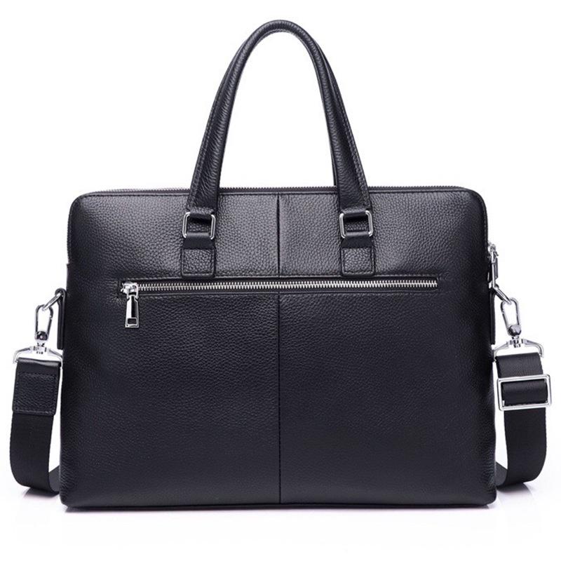 Men's Large Capacity Leather Briefcase – Multi-Compartment, Double Zip, Horizontal Laptop Bag