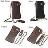 Men's Genuine Leather Wallet Chain Snap Bifold Purse Crazy Horse Leather Card Case Phone Card Holder Clutch Dragon Wallet