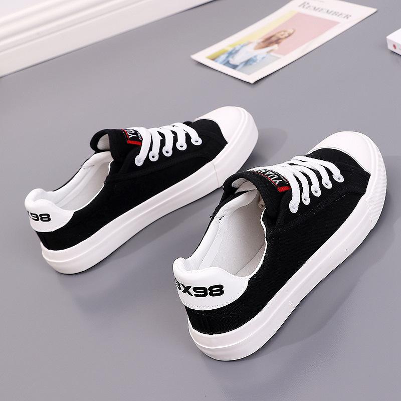 Classic Design Women's Canvas Sneakers Lightweight Non-Slip Breathable Lace-Up Casual Shoes Comfortable Walking Shoes for Teen