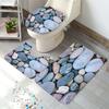 4Pcs Bathroom Shower Curtain Set  Colorful Pebble Pattern Bathroom Curtain With 12 Hooks Non Slip Rugs Toilet Cover Mat Bathroom Partition