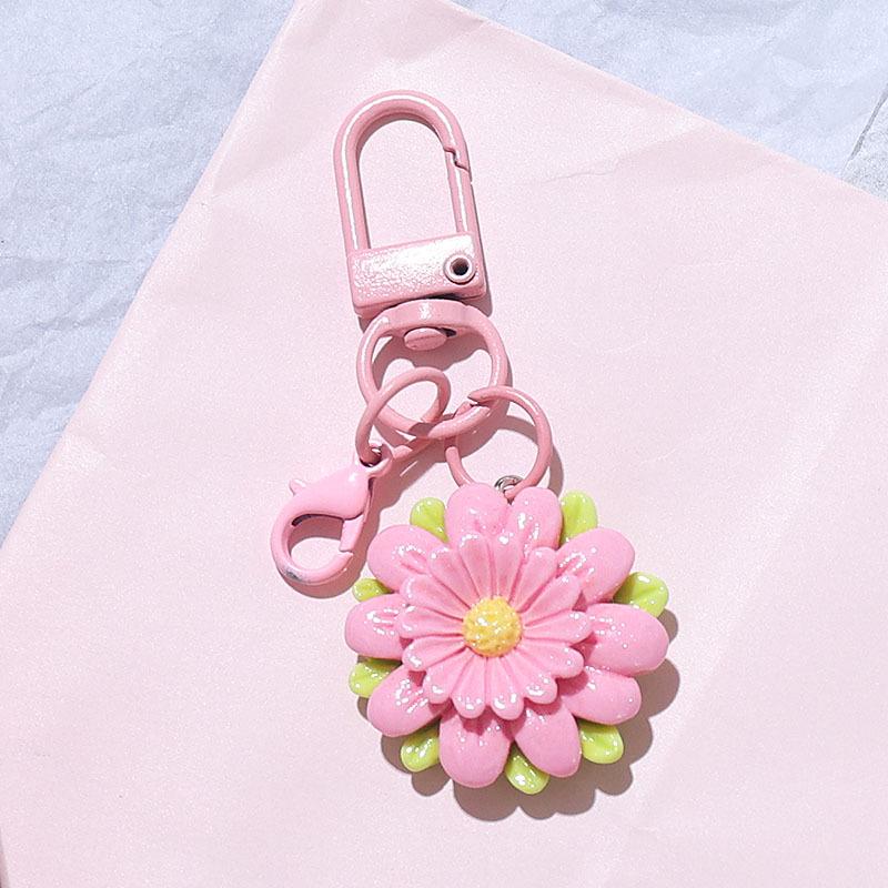 Colorful Sunflower Resin Keychain: DIY Bag Charm & Creative Gift розовый цветок