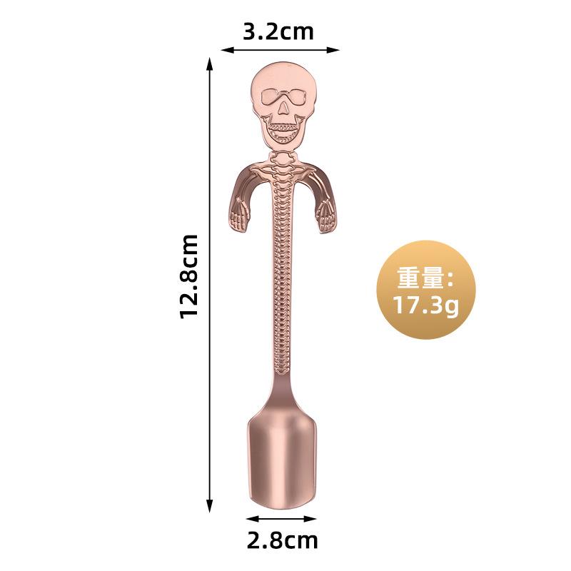 Creative 304 Stainless Steel Bone Skull Spoon Halloween Hanging Cup Spoon Coffee Spoon Kitchen Accessories