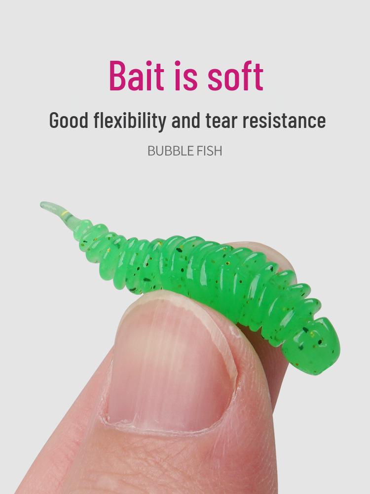 3.5cm Japanese Needle Tail Micro Jigging Rod with Soft Bait Lure for Green Perch & Mandarin Fish - 4.8cm Straight Tail Worm