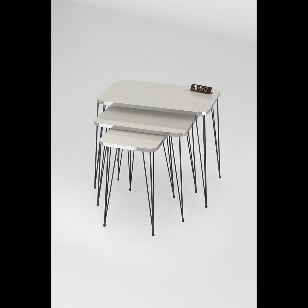 Nesting Table Kr Silver Cream Wire Black Leg