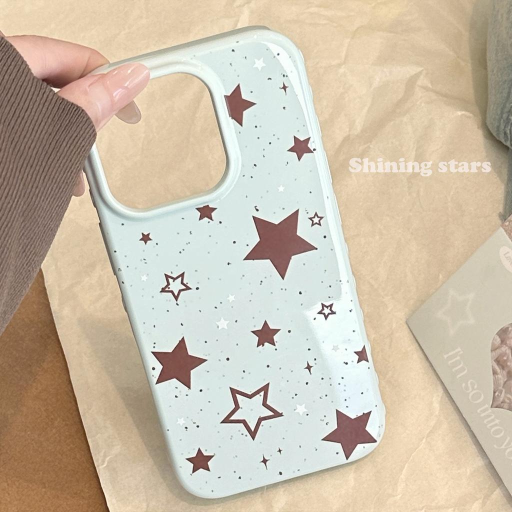 Retro Ins Style Brown Star Apple 16 Mobile Case IPhone 15 Pro Max Applicable To 12 Anti Fall 14 Soft 13