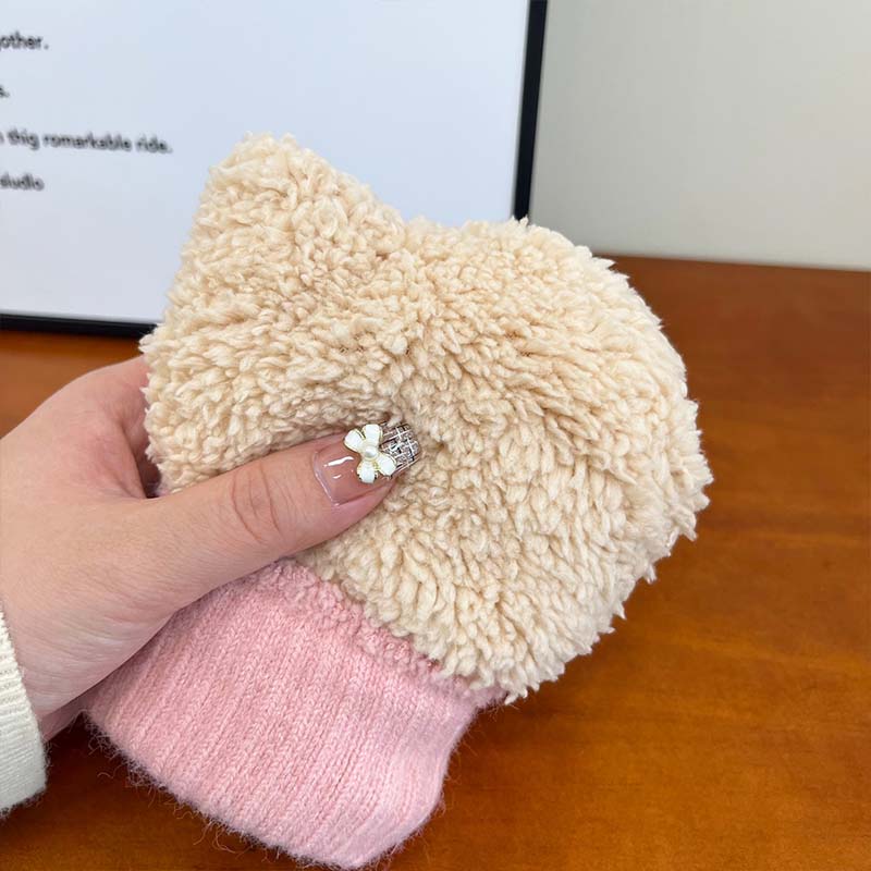 1Pair Snowflake Style Fashion Women Winter Gloves Insulated Extra Warm Fingerless Mittens