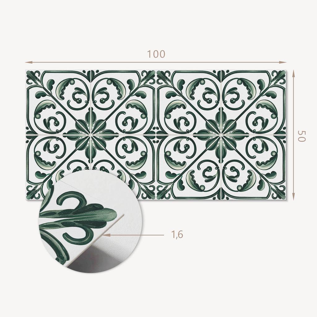 Self-adhesive Vinyl Panel with Print for the Living Room 100x50 cm Plant Pattern with Ornaments