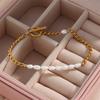 316L Stainless Steel Simplicity Vintage Irregular Shaped Imitate Pearl OT Buckle Chain Bracelets For Women Fashion Jewelry Gift