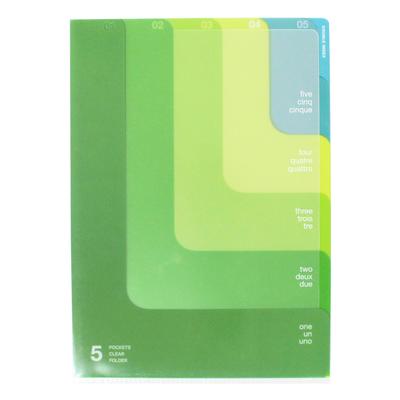 DESIGNPHIL MIDORI 5-Pocket A4 Clear Holder, Two-Way Pattern, Light Green, 35104006