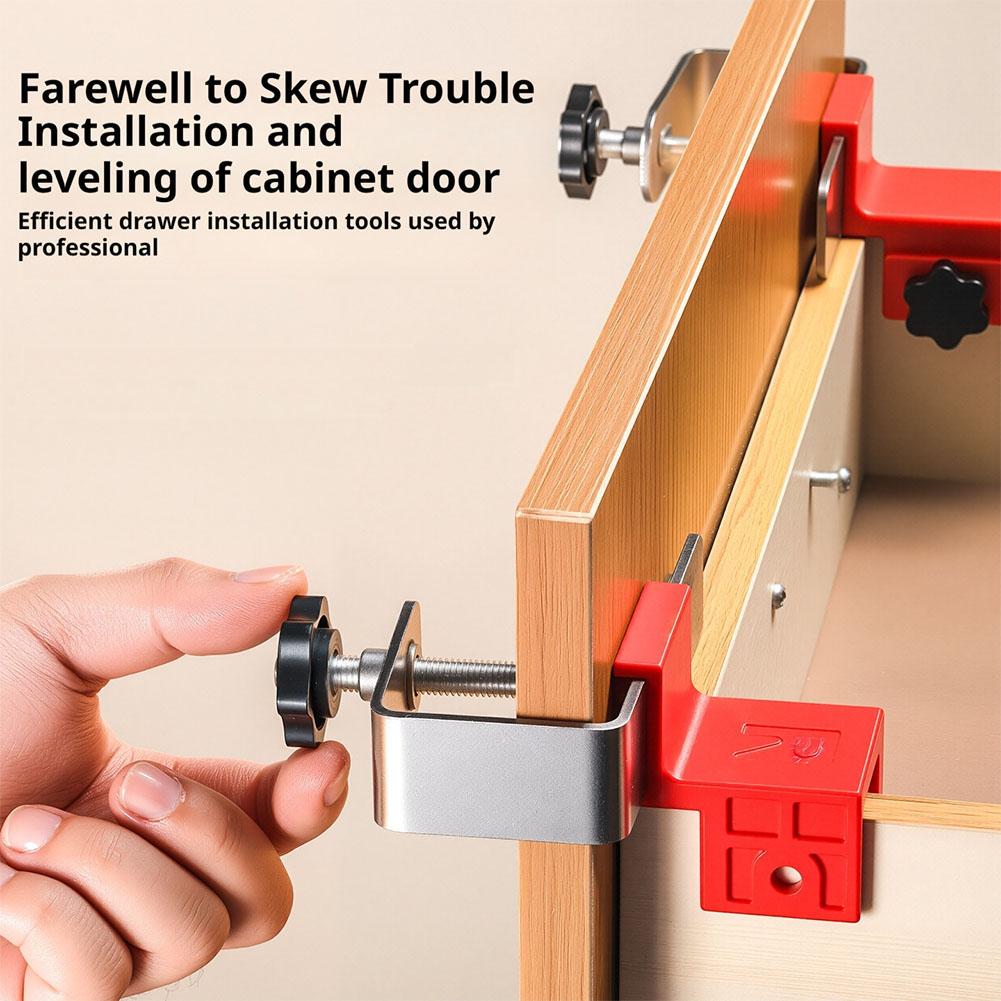 2pcs Cabinet Clamps, Adjustable Drawer Front Installation Camps For Woodworking, Drilling, Kitchen Furniture, Miter Setup