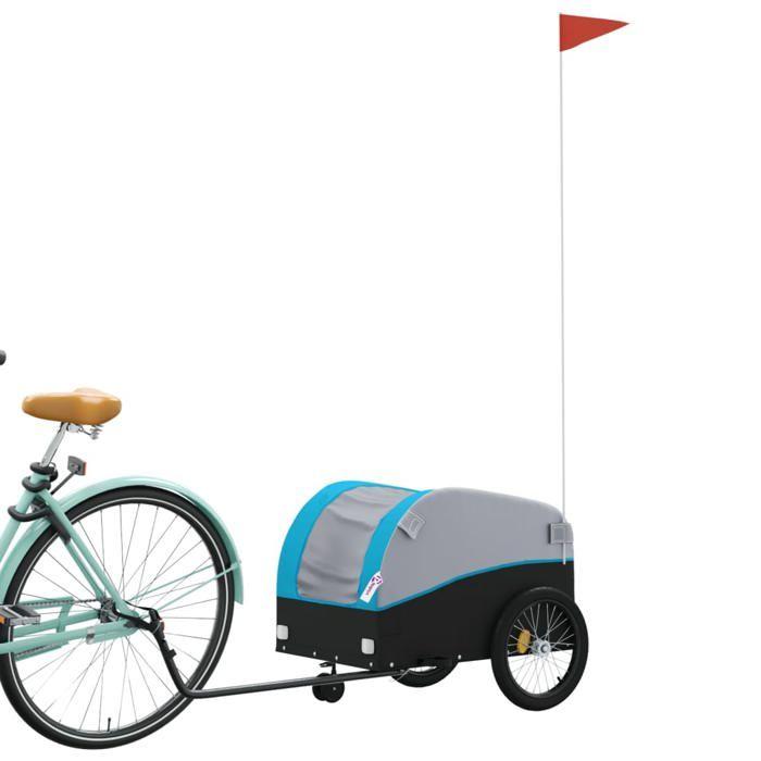 VidaXL Bicycle Trailer Black and Blue 30 Kg Iron 94142