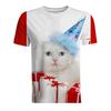 Round Neck 3D Cat Printed T-shirts Fashionable Casual Short Sleeved Men's T-shirts - Soft Medium Stretch Polyester Fabric Summer Relaxed Fit Clothing