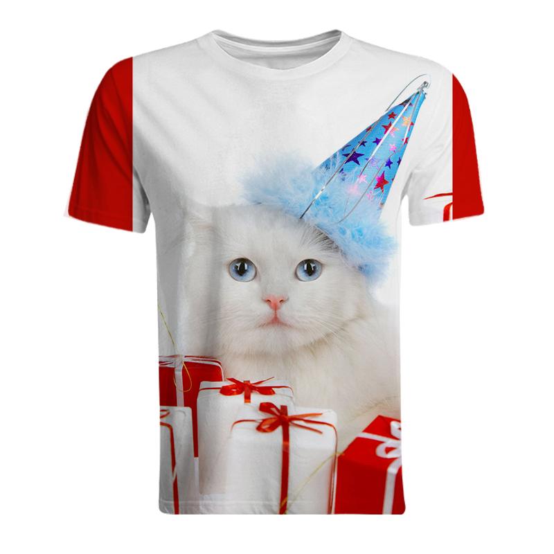 

Футболки с 3D-принтом кота с круглым вырезом Модные Повседневные Мужские футболки с коротким рукавом - Мягкая Полиэстеровая ткань средней эластичности Летняя Одежда Свободного кроя 6XL