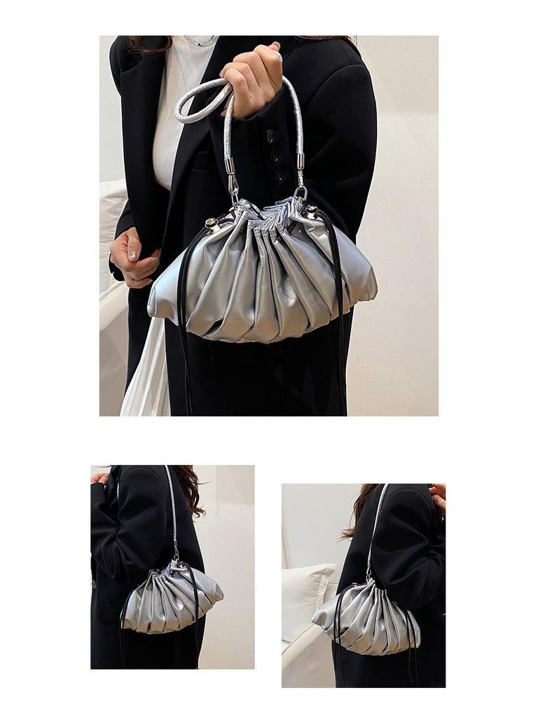 Plissierte Wolke Damen Umhängetasche Knödelform - Trendig, Vielseitig, Großes Fassungsvermögen, Schultertasche mit Kordelzug